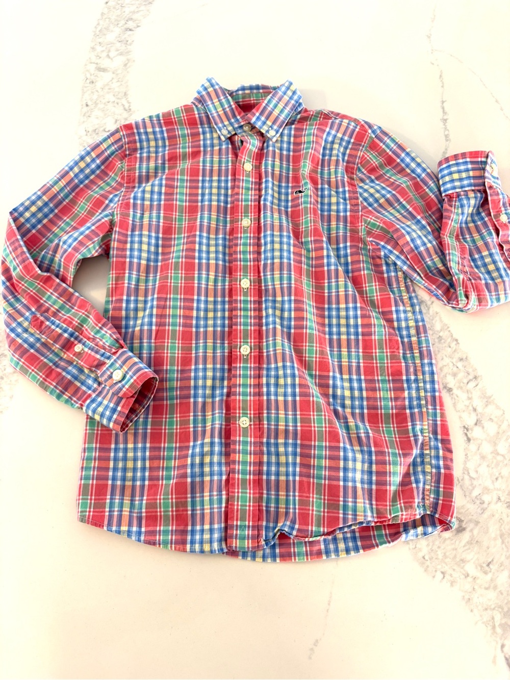 Vineyard Vines Boys Pastel Plaid Button-Down Shirt Small 8-10